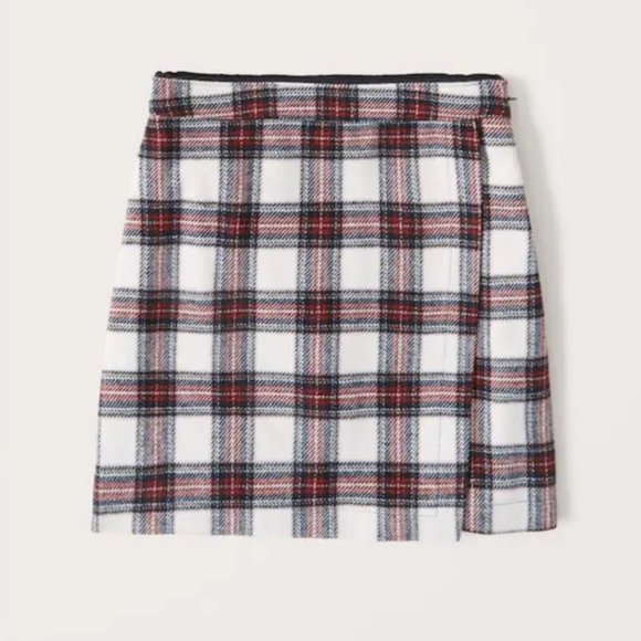 Abercrombie & Fitch Dresses & Skirts - Red Plaid Wool Wrap Mini Skirt